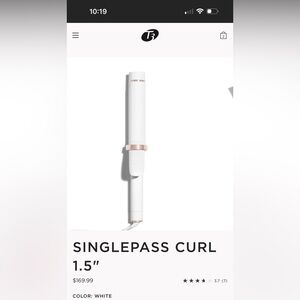 Viral T3 Singlepass Curl 1.5" White Curling Iron